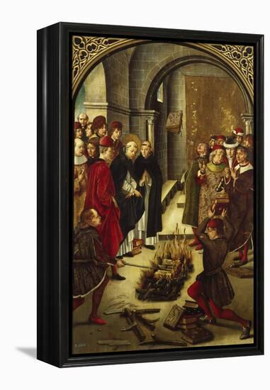 The Trial by Fire (The Burning of the Books or St. Dominic De Guzman and the Albigensians)-Pedro Berruguete-Framed Premier Image Canvas