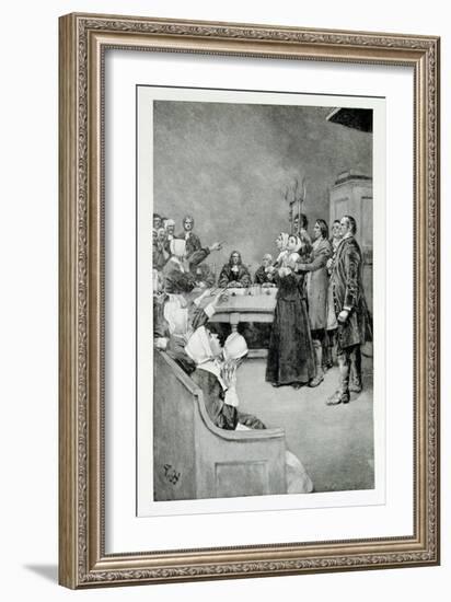 The Trial of a Witch, from "Giles Corey, Yeoman" by Mary E. Wilkins, Pub. in Harper's Magazine-Howard Pyle-Framed Giclee Print