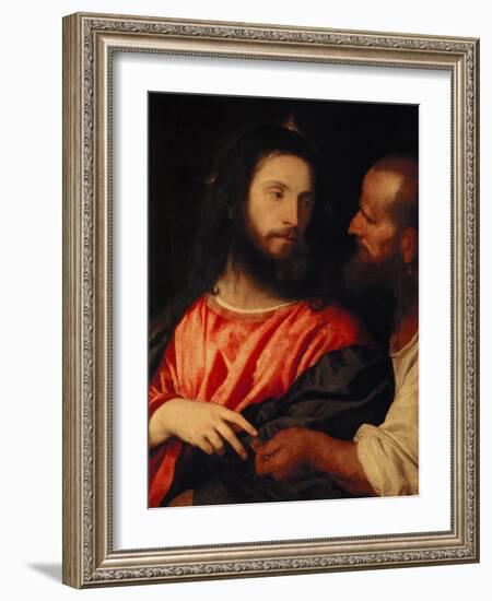 The Tribute Money: Christ and the Pharisee Give Unto Caesar-Titian (Tiziano Vecelli)-Framed Giclee Print