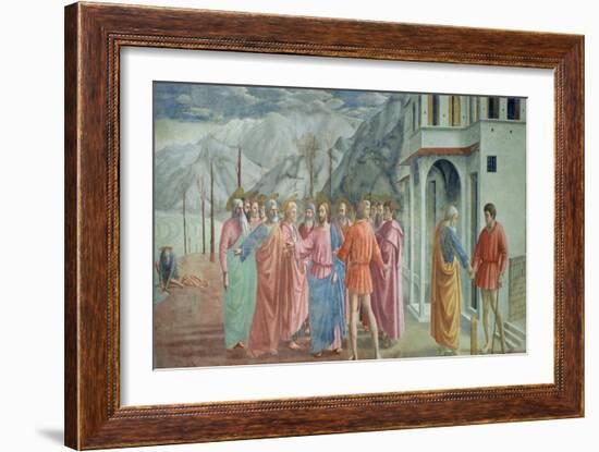 The Tribute Money, from the Brancacci Chapel, circa 1426-Tommaso Masaccio-Framed Giclee Print