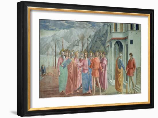 The Tribute Money, from the Brancacci Chapel, circa 1426-Tommaso Masaccio-Framed Giclee Print