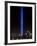 The Tribute of Light Memorial Shines into the Sky Over the Night Skyline of New York City-null-Framed Photographic Print