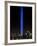 The Tribute of Light Memorial Shines into the Sky Over the Night Skyline of New York City-null-Framed Photographic Print