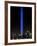 The Tribute of Light Memorial Shines into the Sky Over the Night Skyline of New York City-null-Framed Photographic Print
