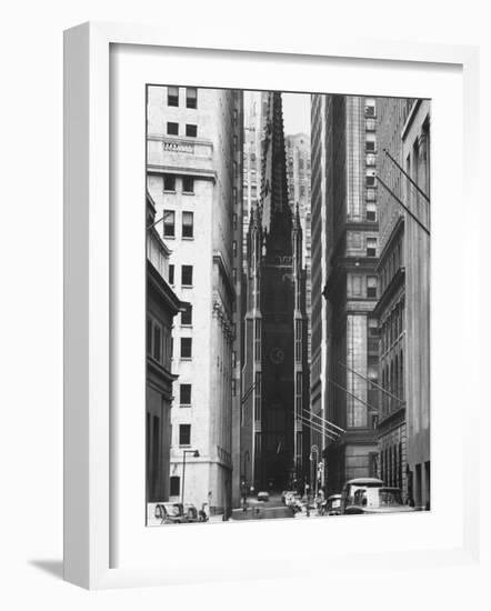 The Trinity Episcopal Church, at Broadway and Wall Street-Leonard Mccombe-Framed Photographic Print