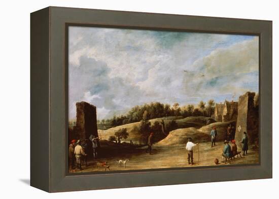 The Trio of the Crossbow-David Teniers the Younger-Framed Premier Image Canvas