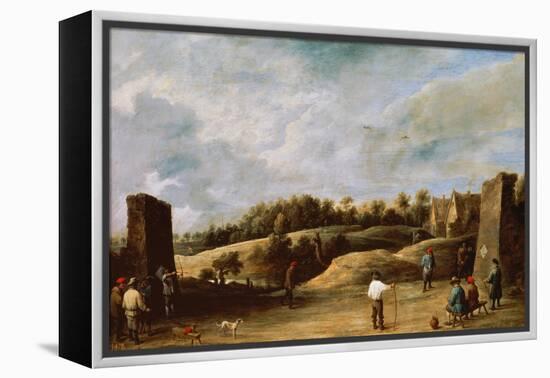 The Trio of the Crossbow-David Teniers the Younger-Framed Premier Image Canvas