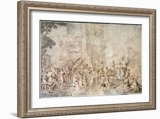 The Triumph of David Bringing Back the Head of Goliath Drawing by Nicolas Poussin (1594-1665) 17Th-Nicolas Poussin-Framed Giclee Print