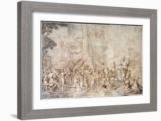 The Triumph of David Bringing Back the Head of Goliath Drawing by Nicolas Poussin (1594-1665) 17Th-Nicolas Poussin-Framed Giclee Print