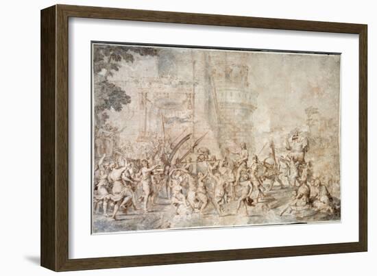 The Triumph of David Bringing Back the Head of Goliath Drawing by Nicolas Poussin (1594-1665) 17Th-Nicolas Poussin-Framed Giclee Print