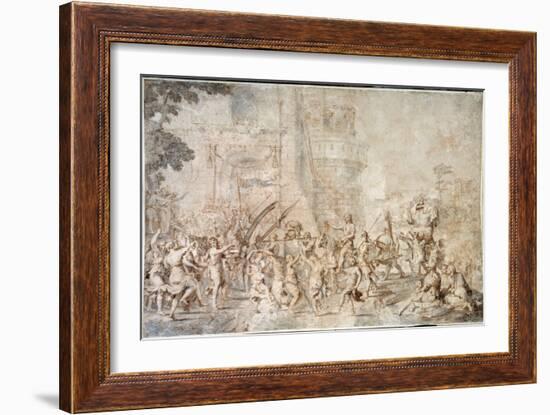 The Triumph of David Bringing Back the Head of Goliath Drawing by Nicolas Poussin (1594-1665) 17Th-Nicolas Poussin-Framed Giclee Print
