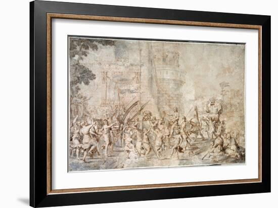 The Triumph of David Bringing Back the Head of Goliath Drawing by Nicolas Poussin (1594-1665) 17Th-Nicolas Poussin-Framed Giclee Print