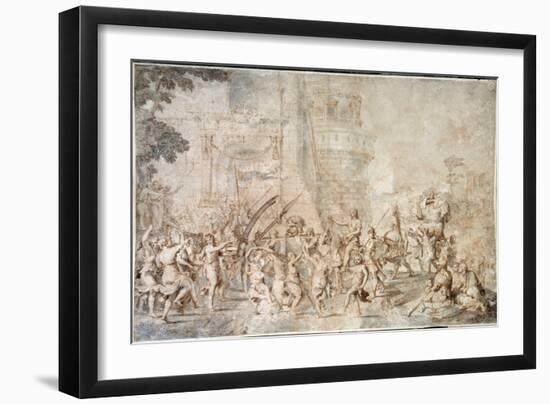 The Triumph of David Bringing Back the Head of Goliath Drawing by Nicolas Poussin (1594-1665) 17Th-Nicolas Poussin-Framed Giclee Print