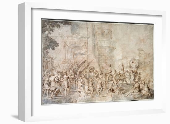 The Triumph of David Bringing Back the Head of Goliath Drawing by Nicolas Poussin (1594-1665) 17Th-Nicolas Poussin-Framed Giclee Print