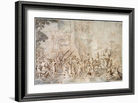 The Triumph of David Bringing Back the Head of Goliath Drawing by Nicolas Poussin (1594-1665) 17Th-Nicolas Poussin-Framed Giclee Print