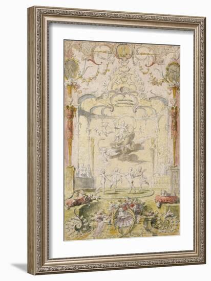 The Triumph of Love (Ink and W/C on Paper)-Claude Gillot-Framed Giclee Print