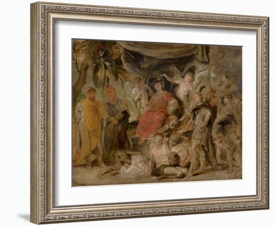 The Triumph of Rome: the Youthful Emperor Constantine Honouring Rome, C.1622-23 (Oil on Panel)-Peter Paul Rubens-Framed Giclee Print