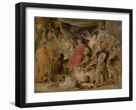 The Triumph of Rome: the Youthful Emperor Constantine Honouring Rome, C.1622-23 (Oil on Panel)-Peter Paul Rubens-Framed Giclee Print