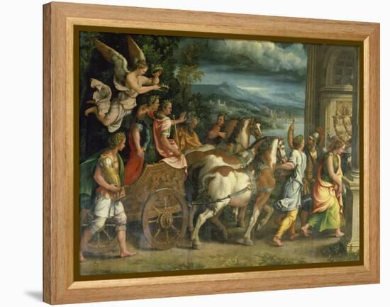 The Triumph of Titus and Vespasian, C. 1537-Giulio Romano-Framed Premier Image Canvas