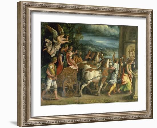 The Triumph of Titus and Vespasian, C. 1537-Giulio Romano-Framed Giclee Print