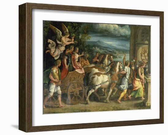 The Triumph of Titus and Vespasian, C. 1537-Giulio Romano-Framed Giclee Print