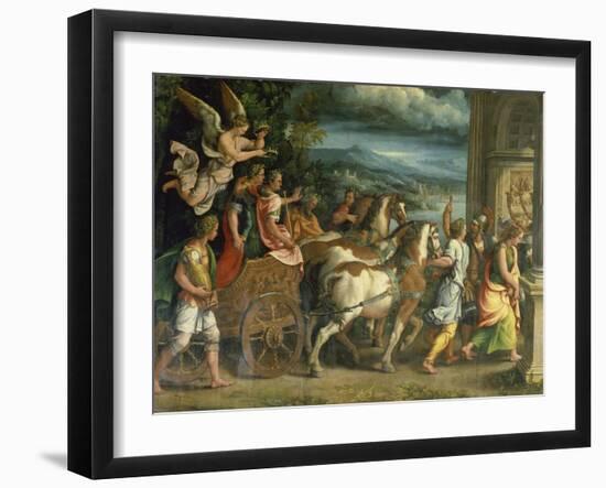 The Triumph of Titus and Vespasian, C. 1537-Giulio Romano-Framed Giclee Print