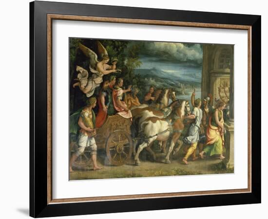 The Triumph of Titus and Vespasian, C. 1537-Giulio Romano-Framed Giclee Print