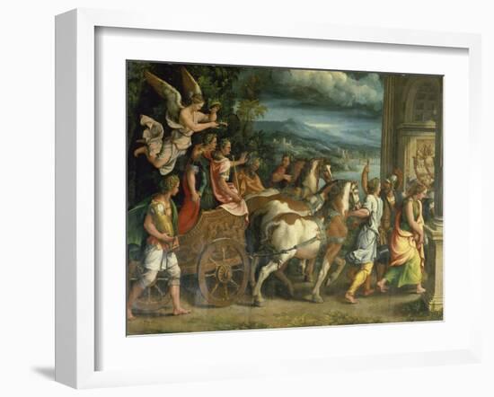 The Triumph of Titus and Vespasian, C. 1537-Giulio Romano-Framed Giclee Print