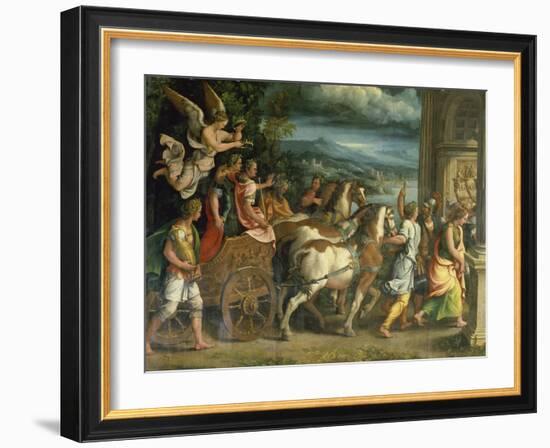 The Triumph of Titus and Vespasian, C. 1537-Giulio Romano-Framed Giclee Print