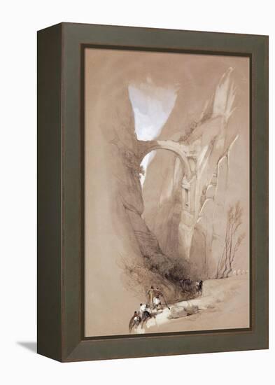 The Triumphal Arch crossing the Ravine leading to Petra-David Roberts-Framed Premier Image Canvas