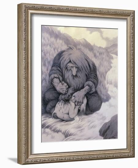 The Troll Washing His Kid, 1905-Theodor Severin Kittelsen-Framed Giclee Print