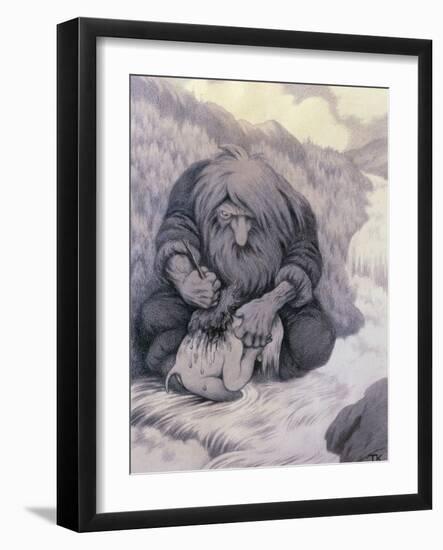 The Troll Washing His Kid, 1905-Theodor Severin Kittelsen-Framed Giclee Print