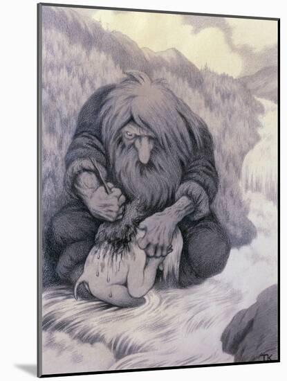 The Troll Washing His Kid, 1905-Theodor Severin Kittelsen-Mounted Giclee Print