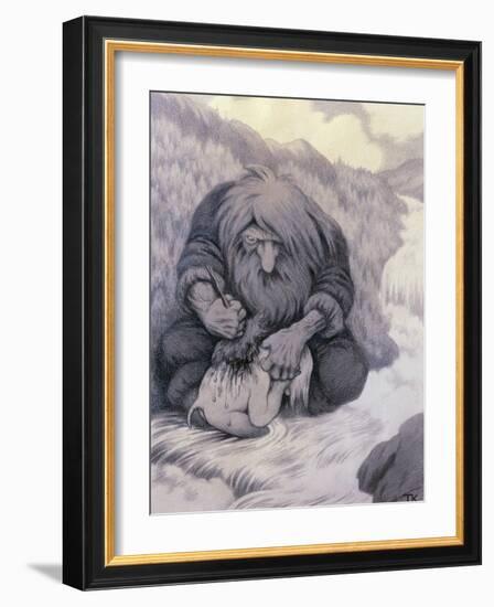 The Troll Washing His Kid, 1905-Theodor Severin Kittelsen-Framed Giclee Print