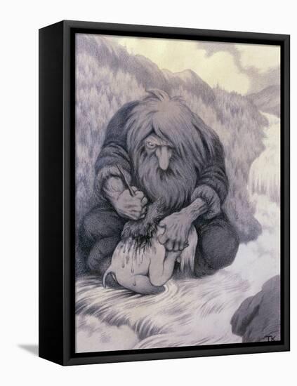 The Troll Washing His Kid, 1905-Theodor Severin Kittelsen-Framed Premier Image Canvas