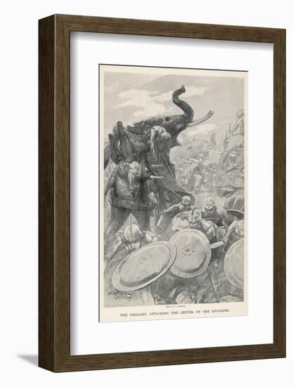 The Troops of Alexander the Great Meet the Elephants of Porus on the Hydaspes-Andre Castaigne-Framed Photographic Print