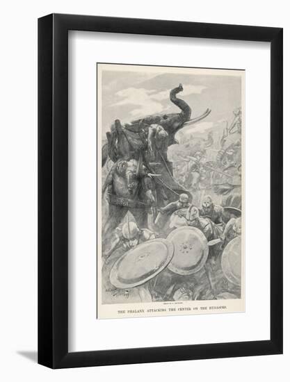 The Troops of Alexander the Great Meet the Elephants of Porus on the Hydaspes-Andre Castaigne-Framed Photographic Print