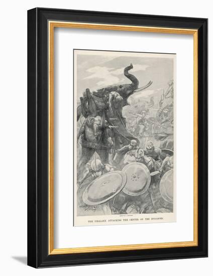 The Troops of Alexander the Great Meet the Elephants of Porus on the Hydaspes-Andre Castaigne-Framed Photographic Print