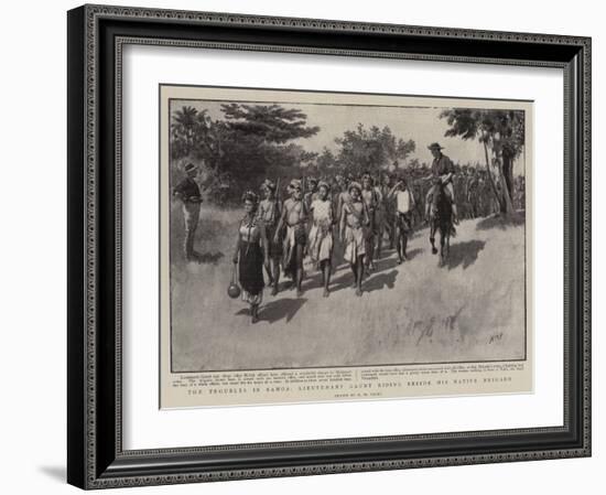 The Troubles in Samoa, Lieutenant Gaunt Riding Beside His Native Brigade-Henry Marriott Paget-Framed Giclee Print