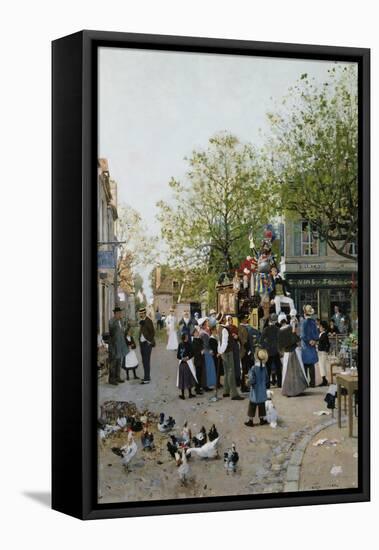 The Troupe Comes to the Village-Luigi Loir-Framed Premier Image Canvas