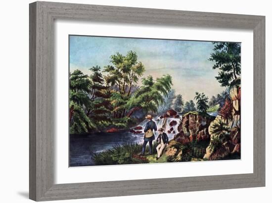 The Trout Stream, 1852-Currier & Ives-Framed Giclee Print