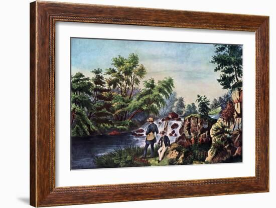 The Trout Stream, 1852-Currier & Ives-Framed Giclee Print