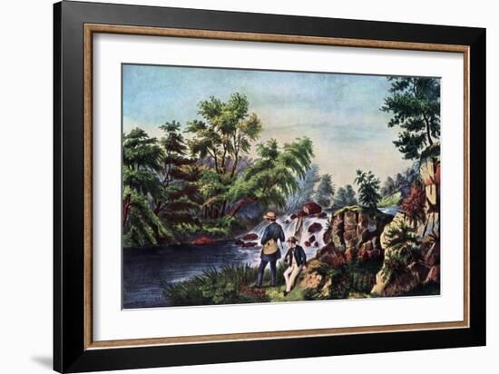 The Trout Stream, 1852-Currier & Ives-Framed Giclee Print