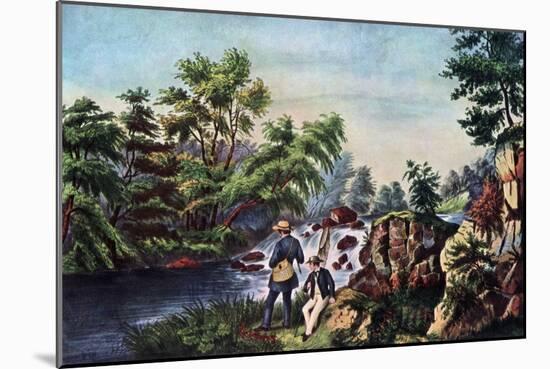 The Trout Stream, 1852-Currier & Ives-Mounted Giclee Print