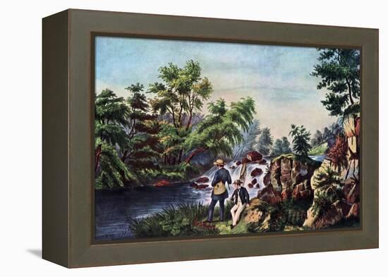 The Trout Stream, 1852-Currier & Ives-Framed Premier Image Canvas