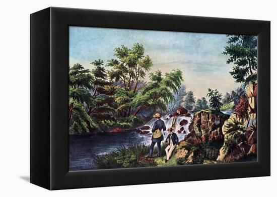 The Trout Stream, 1852-Currier & Ives-Framed Premier Image Canvas