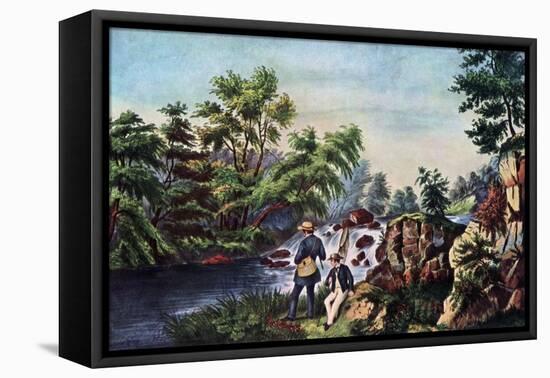 The Trout Stream, 1852-Currier & Ives-Framed Premier Image Canvas