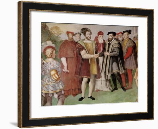 The Truce of Nice Between Francis I (1494-1547) and Charles V (1500-58)-Taddeo Zuccaro-Framed Giclee Print