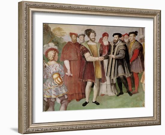 The Truce of Nice Between Francis I (1494-1547) and Charles V (1500-58)-Taddeo Zuccaro-Framed Giclee Print