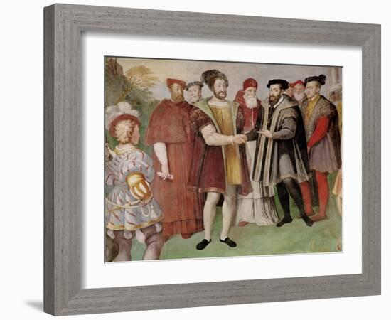 The Truce of Nice Between Francis I (1494-1547) and Charles V (1500-58)-Taddeo Zuccaro-Framed Giclee Print